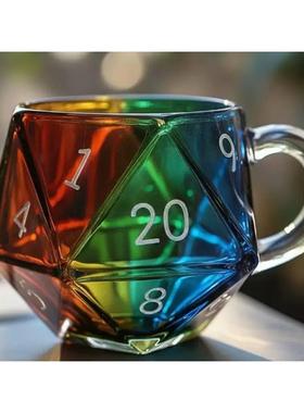 跨境热销Dungeons & Dragons Rainbow D20 Dice Mug骰子杯