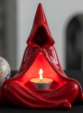 跨境新品Mystic Wizard Candle Holder斗篷 巫师烛台树脂工艺品