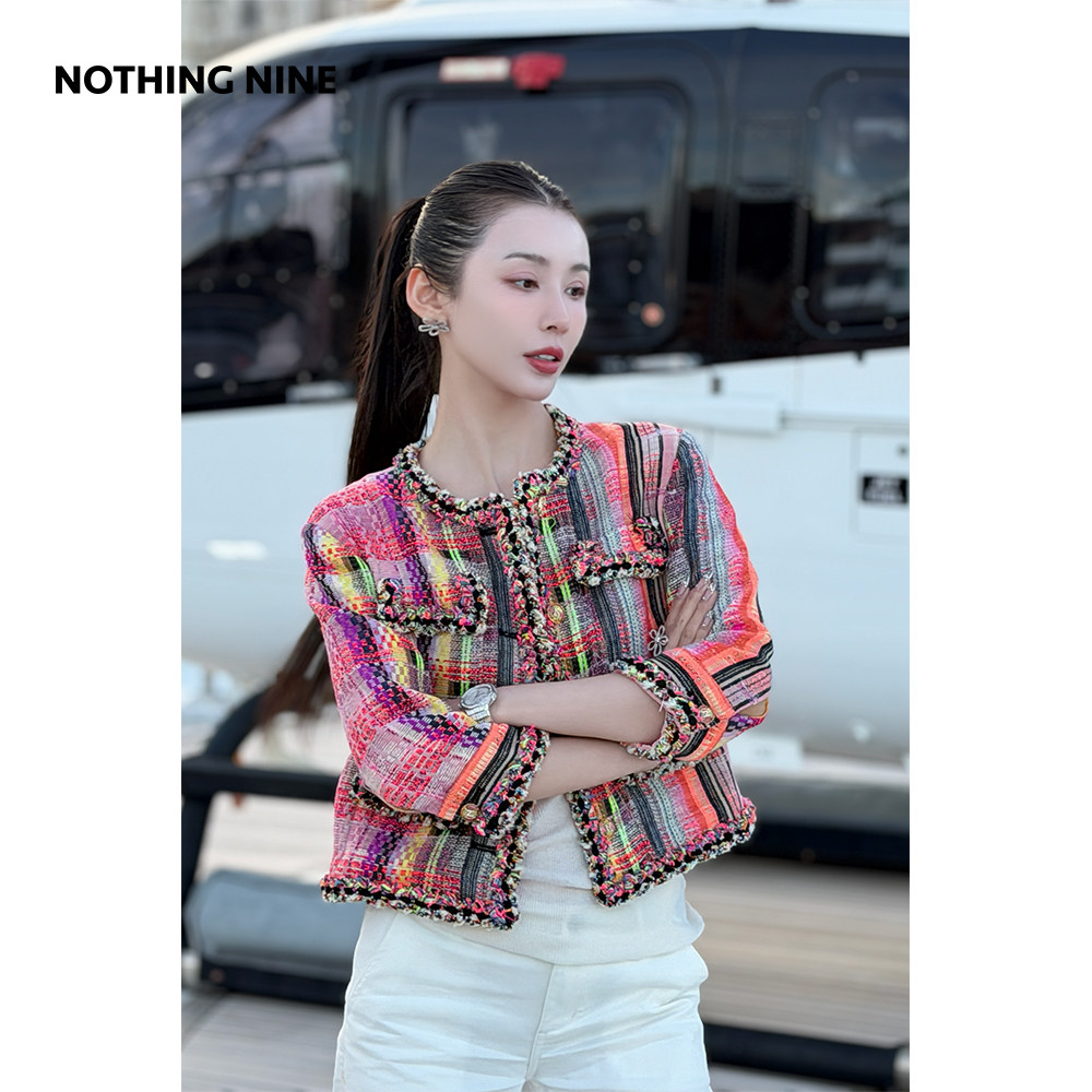 NOTHING NINE 霓虹幻彩意大利进口花呢套装外套/半裙