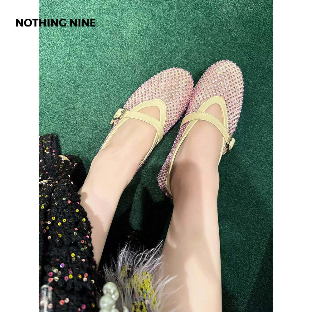 NOTHING NINE 甜粉糖霜羊皮水钻单鞋