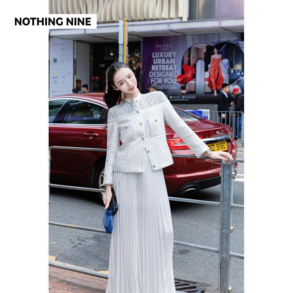 NOTHING NINE 素界意大利进口定制蕾丝拼接粗花呢外套