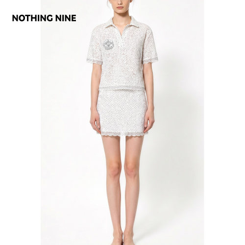 NOTHING NINE 漫序信号 蕾丝波点套装上衣/半裙