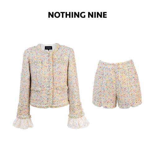 NOTHING NINE 彩糖虹织粗花呢套装外套/短裤