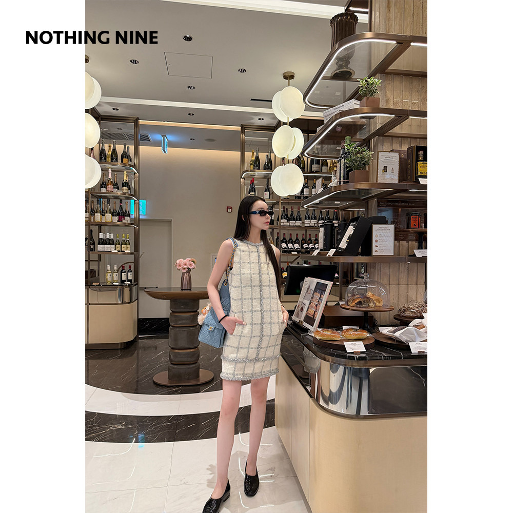 NOTHING NINE 川上月意大利进口亮片格纹连衣裙