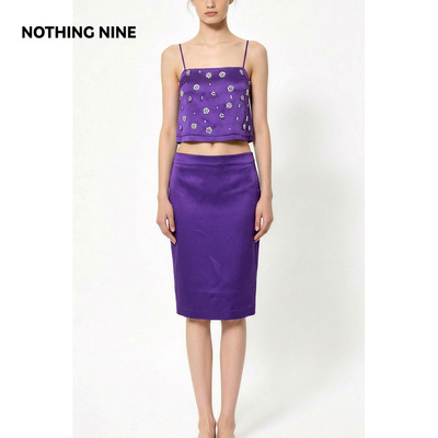 NOTHING NINE 罗兰浮光重工钉钻丝光羊毛上衣/半裙