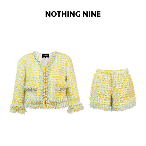 NOTHING NINE 彩糖虹织粗花呢套装外套/短裤