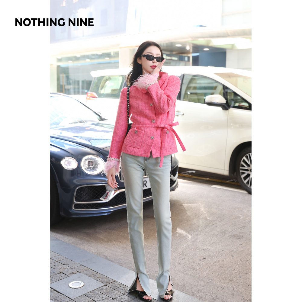 NOTHING NINE 草莓思慕雪羽毛外套