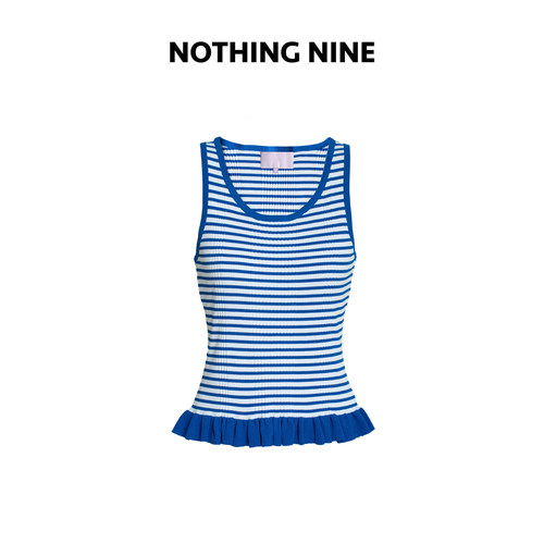 NOTHING NINE  海盐汽水荷叶边条纹背心