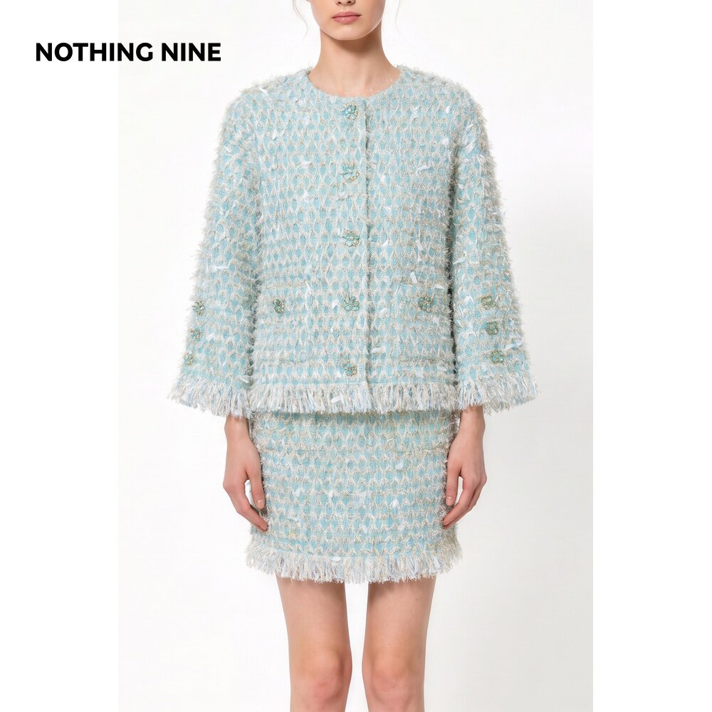 NOTHING NINE 青岚絮语韩国进口粗花呢套装外套/半裙