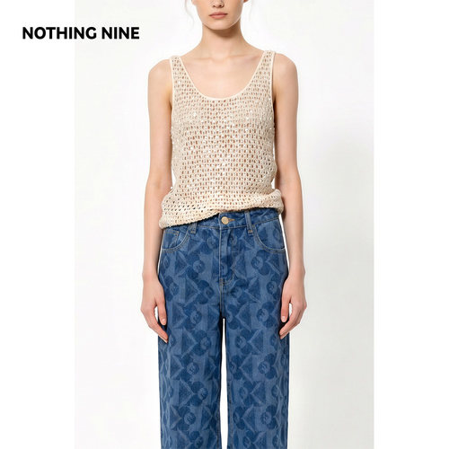 NOTHING NINE 银汐定制亮片U领背心