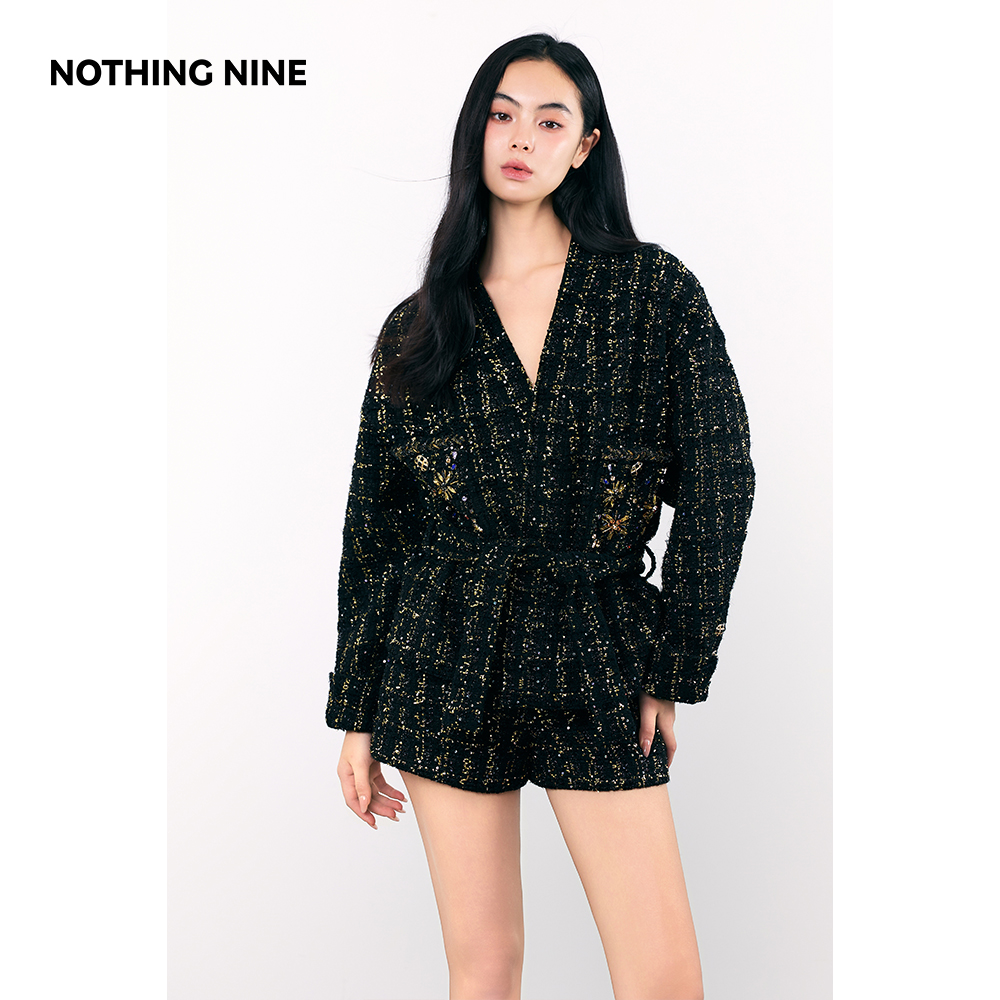 NOTHING NINE 星落岛屿落肩重工浴袍外套/短裤