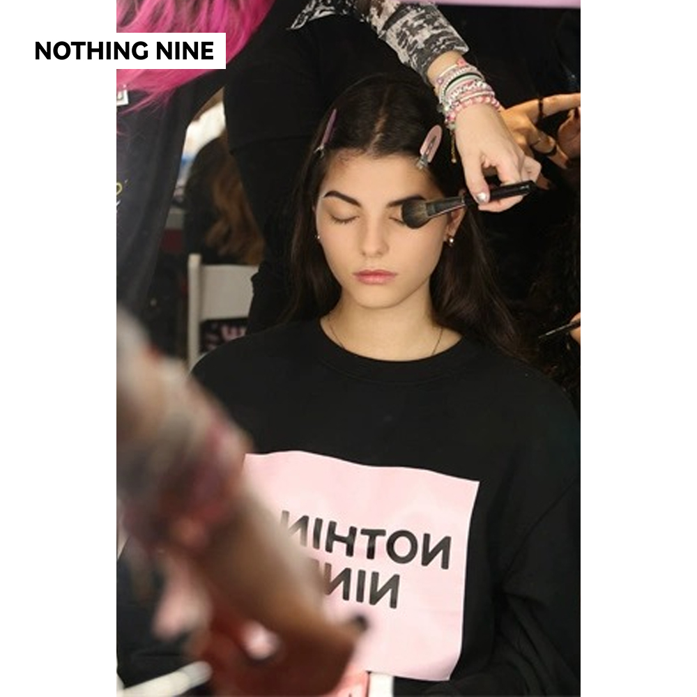 NOTHING NINE米兰秀款LOGO卫衣 黑色不加绒/藏蓝色加绒含量330g