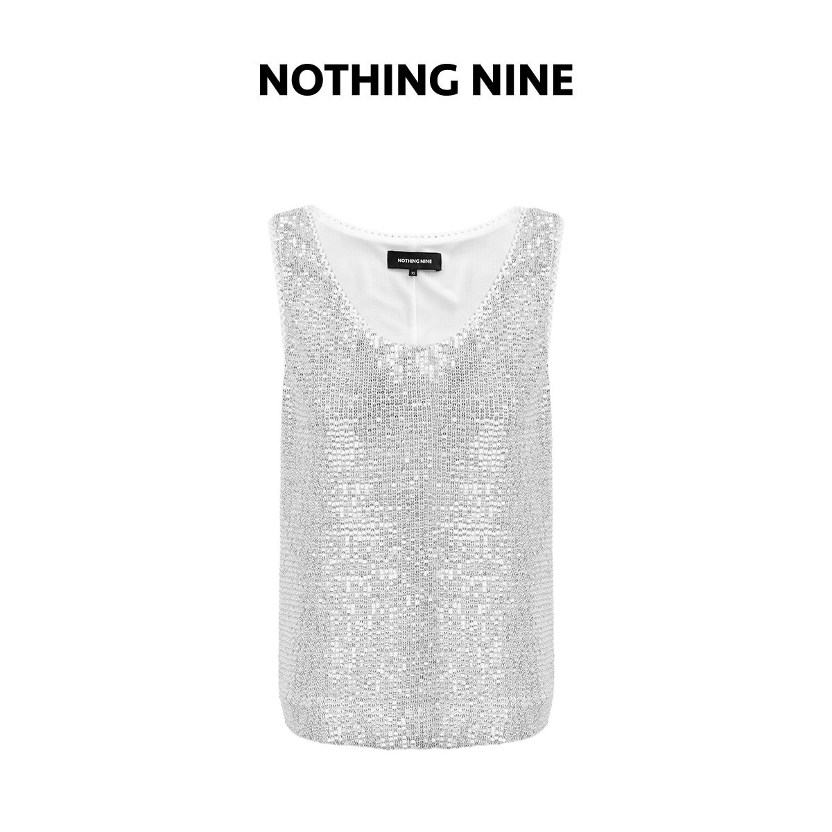 NOTHING NINE 银箔星屑定制株钻u领背心