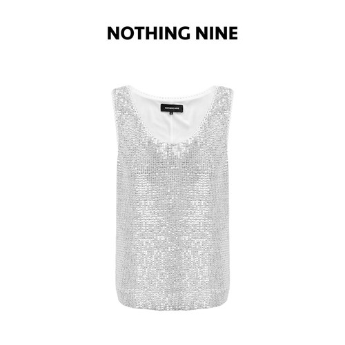 NOTHING NINE  银箔星屑定制株钻u领背心