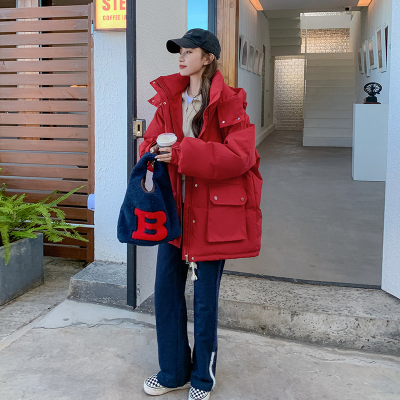 红色羽绒棉衣棉服女冬2025新款爆款宽松小个子面包服棉袄结婚外套,女装棉衣/棉服,浙宝137
