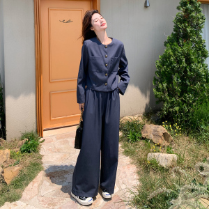 复古时尚洋气休闲风通勤风少女风秋季显瘦时尚套装春秋气质长袖，女装套装/套裙，浙宝137