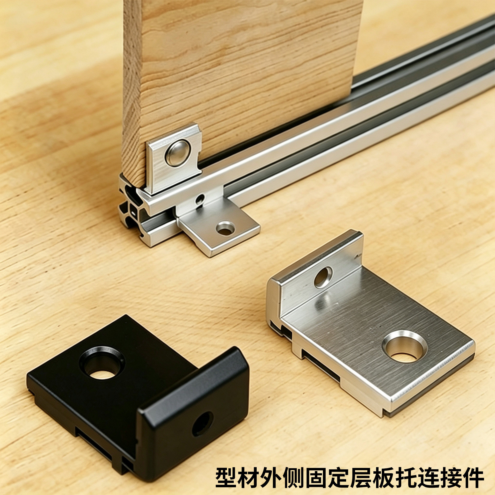 型材外侧固定层板托2020/3030/4040通用桌面框架支撑配件木板连接图片