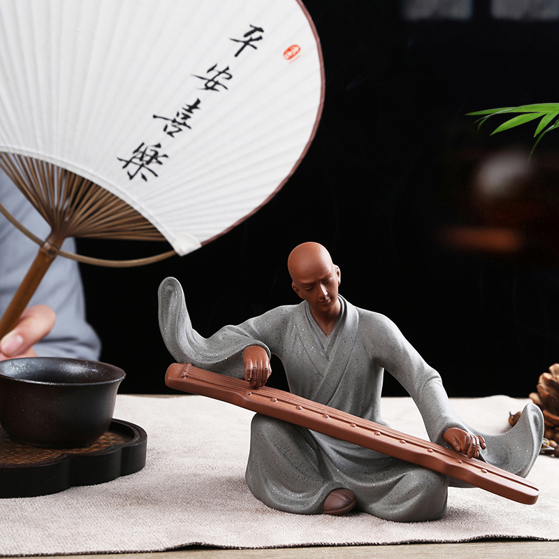 新中式紫砂小和尚茶宠摆件人物禅意茶道茶室茶空间桌面茶台茶桌装