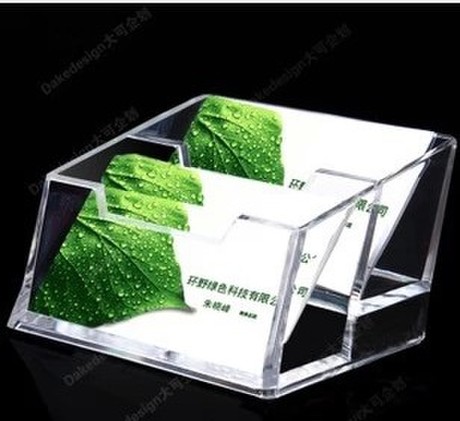 满10个包邮两层透明名片座名片盒富强022桌面塑料两格名片架座子