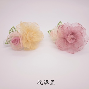 花源里大花朵抓夹盘发夹后脑勺鱼嘴夹森系头饰刘海沙滩夹马尾夹子