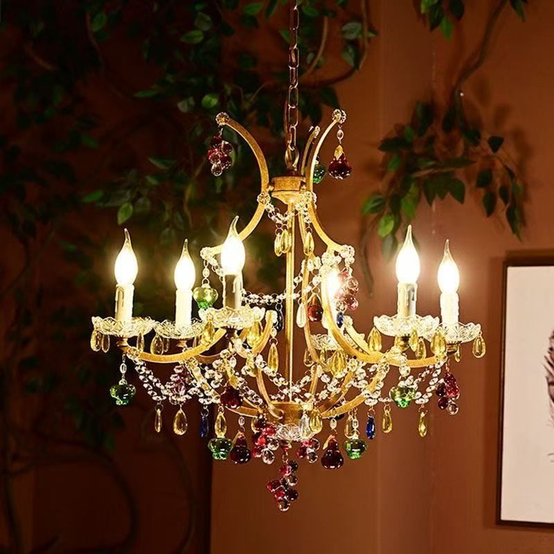 法式客客厅水晶吊灯复古卧室书房灯轻奢艺术蜡烛灯