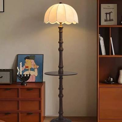 复古民宿氛围卧室床头中古风橡木实木装饰客厅沙发带桌台落地灯