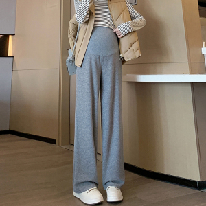 十月妈咪松弛感阔腿裤女秋冬高腰加绒垂感糯米裤慵懒风孕妇直筒裤