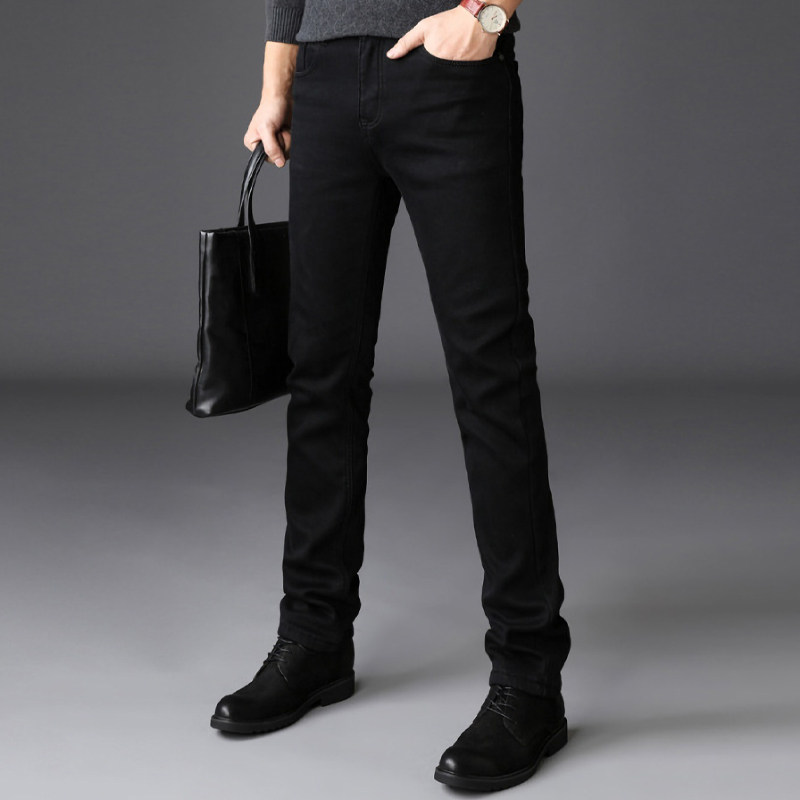 2025年新款纯黑色牛仔裤男高弹力土秋季大码高端休闲直筒裤子潮牌,男装,牛仔裤,淘宝优惠券,粉丝福利购,淘宝优惠卷