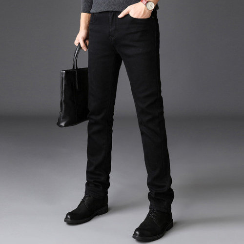 纯黑色牛仔裤男高弹力百搭