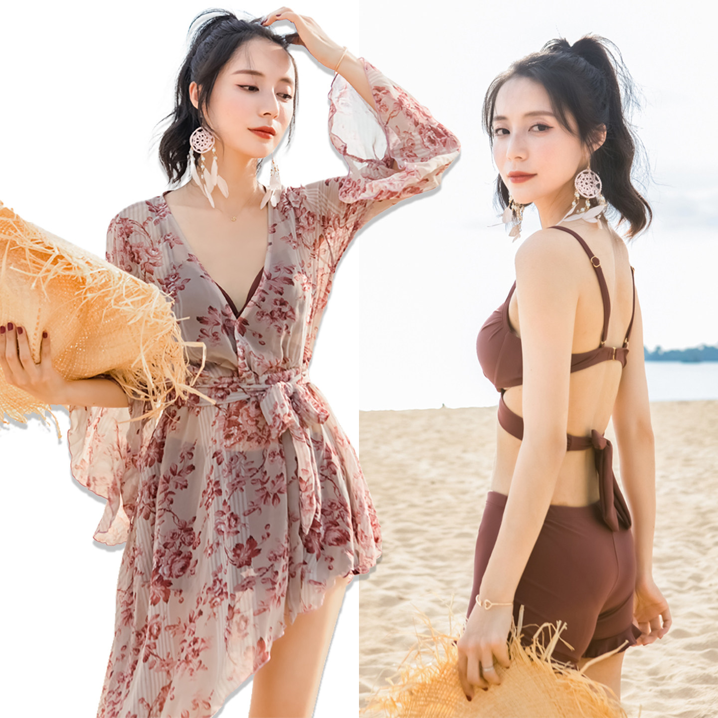 新款仙女范韩国ins遮肚显瘦泳衣
