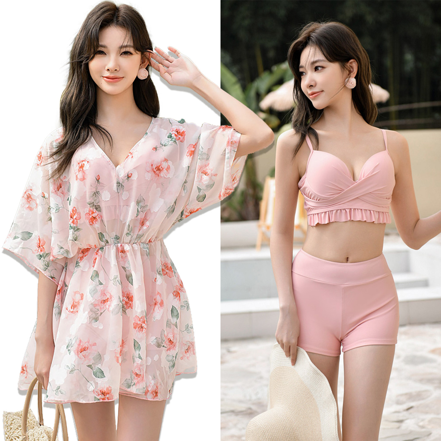 分体三件套防晒罩衫温泉泳衣女