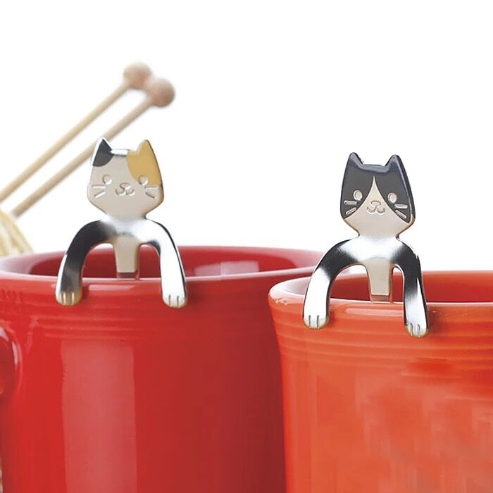 【现货】日本制进口不锈钢猫咪咖啡冲调搅拌勺甜品点心雪糕调味勺