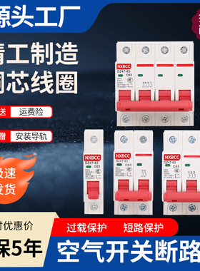 2P家用电闸DZ47-63A1P空开3P小型断路器4P100A空气开关125A三相电