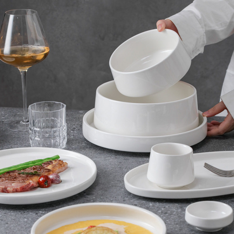 陶瓷简约现代风盘碗碟套装家用高级感菜盘子汤碗饭碗鱼盘杯子勺子,餐饮具,盘,淘宝优惠券,粉丝福利购,淘宝优惠卷