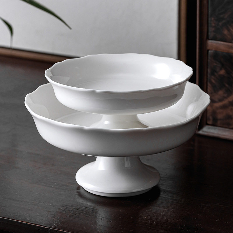 中式高脚盘禅意复古点心盘供佛中国风果盘陶瓷高足盘糕点茶点盘子,餐饮具,盘,淘宝优惠券,粉丝福利购,淘宝优惠卷