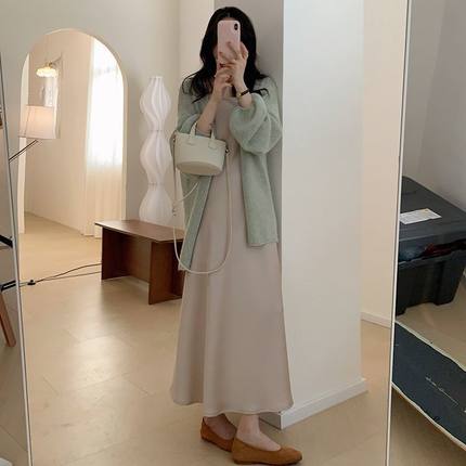 Bi备百搭慵懒宽松薄款针织开衫 女秋气质中长款防晒空调衫外套 潮