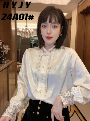 深圳南油高端女装2025新款秋季新中式上衣衬衫高级感轻奢雪纺衬衣