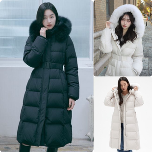 Bridge Mind 25冬 女 连帽狐狸毛领羽绒服 韩国正品 加厚长款 代购