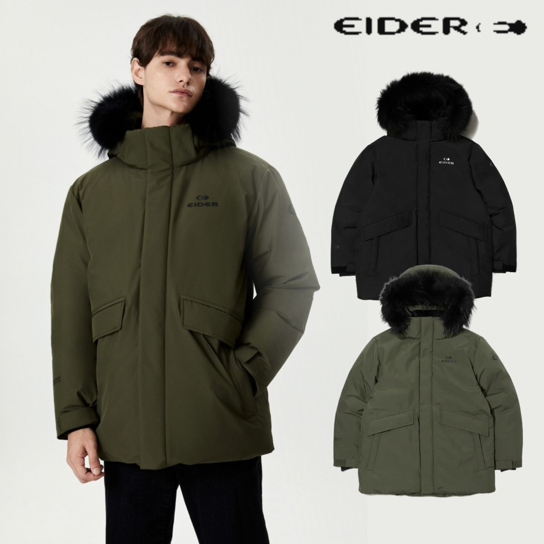 反季特价 韩国正品代购 EIDER 冬 男 防水加厚工装鹅绒羽绒服