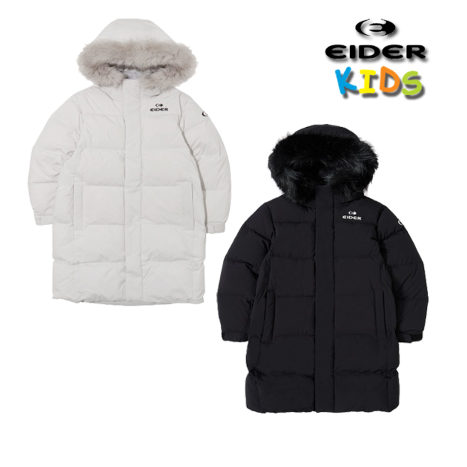 韩国正品代购 EIDER 25冬 儿童 防风防水加厚中长款连帽羽绒服