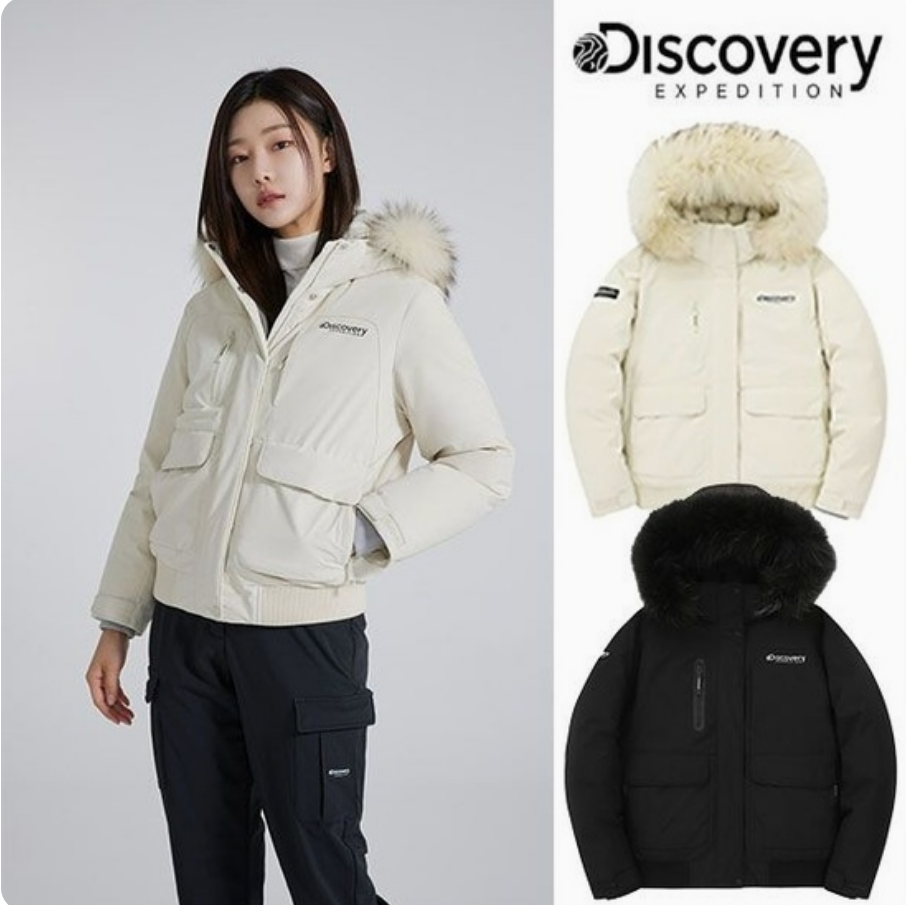 反季特价 韩国代购 DISCOVERY 24冬 女 防水短款工装鹅绒羽绒服