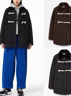 反季特价 韩国代购 STUDIO TOMBOY 24冬 女 牛角扣 羊毛毛呢外套