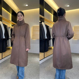 雪唯妮女士新款 桑蚕丝羊毛面料可拆卸十字水貂派克服大衣外套