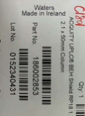 watets色谱柱一根RPC18柱2.1＊50mm 1.7u.询价