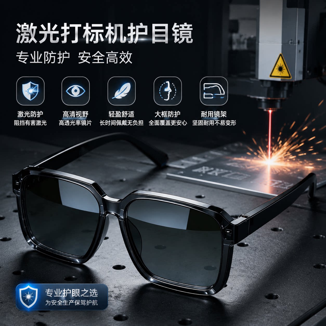 激光打标机护目镜阻挡有害激光高透光率耐用专业防护安全高效眼镜