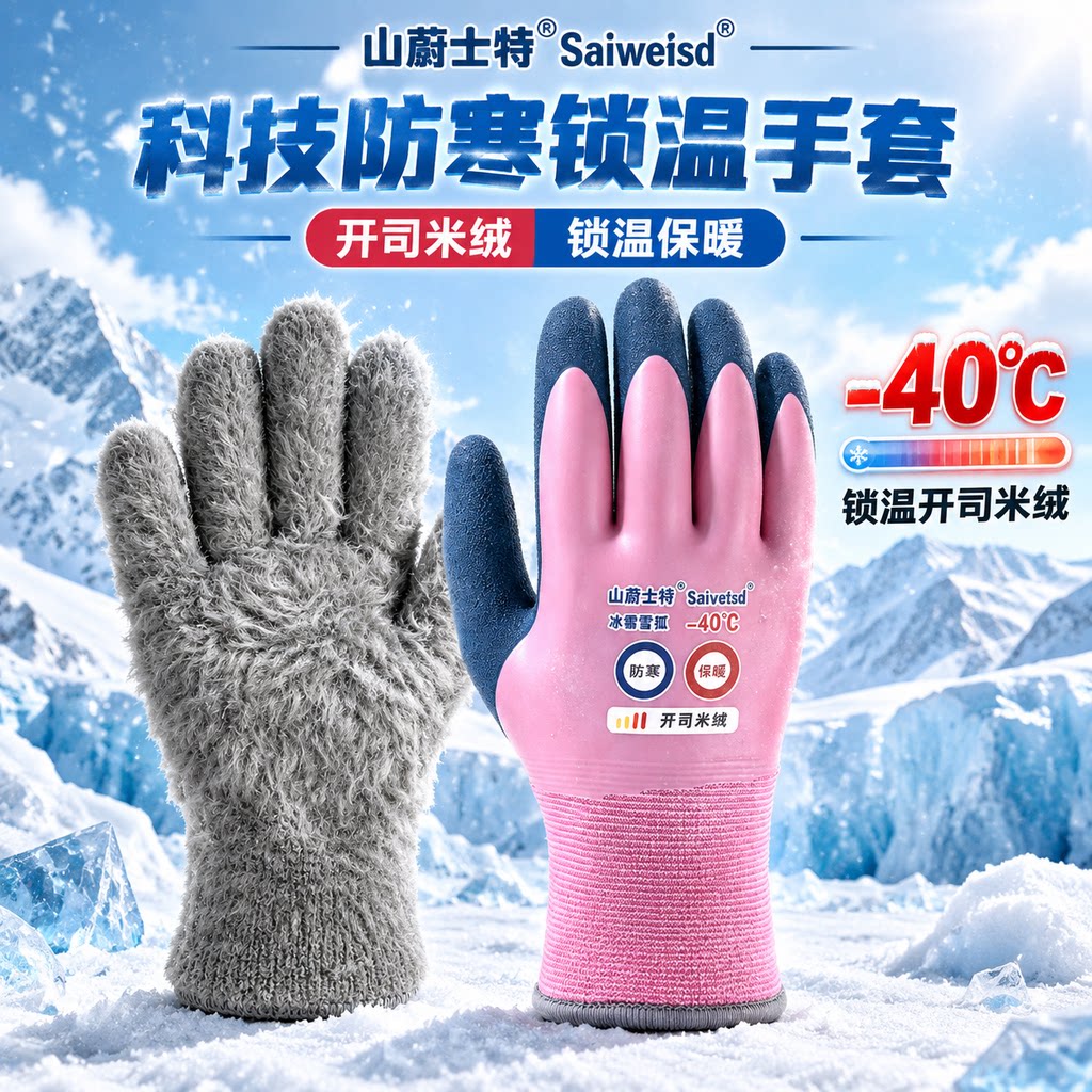 冬季女款小号手套加绒保暖防水