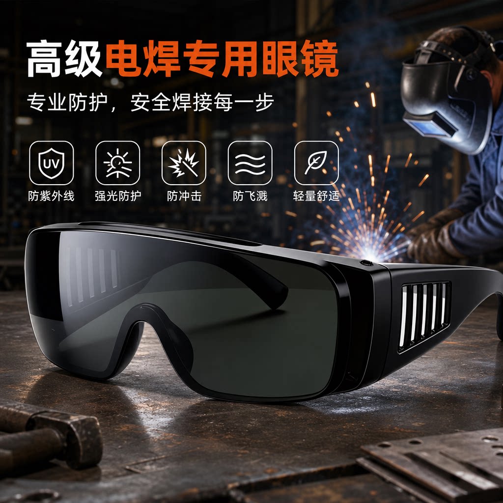 高级电焊专用眼镜焊工防护防飞溅防冲击强光防紫外线高清安全焊接