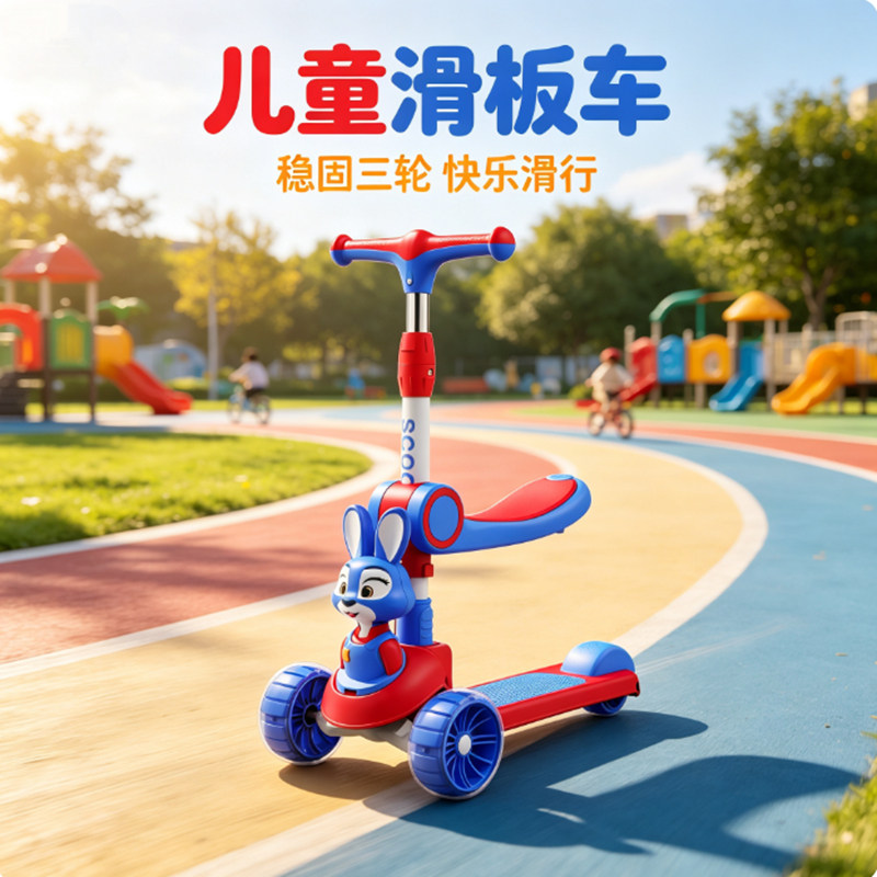 儿童款宝宝滑板车1到3到6到12岁三合一可坐可骑滑滑扭扭车可转弯图片