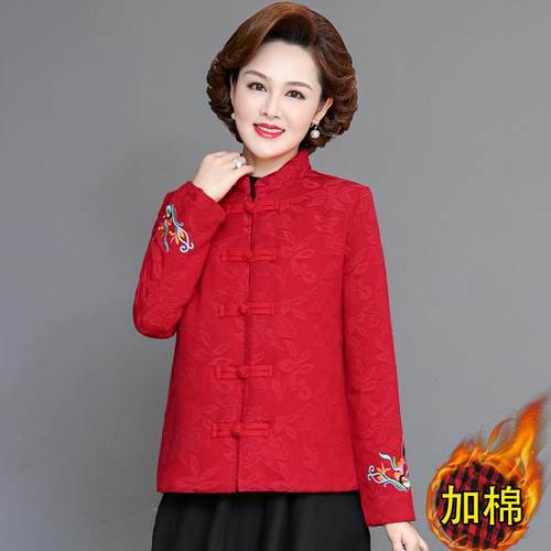唐装棉服2025新款中年女立领短款