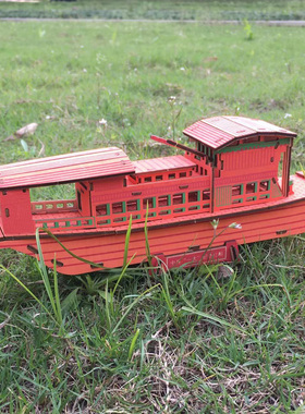 嘉兴南湖红船拼装仿真木制模型手工制作小船益智玩具拼图纪念礼品